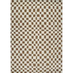 Rackhams Freud-Modern Ivory Brown High Pile Checkered Rug - 160 x 213 cm - thumbnail 2
