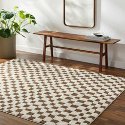 Rackhams Freud-Modern Ivory Brown High Pile Checkered Rug - 160 x 213 cm - thumbnail 1