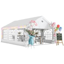 Rackhams 6 x 4 m Party Tent, Heavy Duty Gazebo Canopy with Windows, White - 598 x 394 x 302 cm - Party Tent - White - thumbnail 2