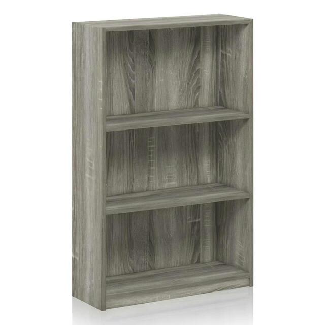 Rackhams JAYA Simple Home 3-Tier Adjustable Shelf Bookcase, French Oak Grey - Luxury Wall Decor for Living Room & Bedroom - image 1