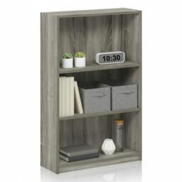 Rackhams JAYA Simple Home 3-Tier Adjustable Shelf Bookcase, French Oak Grey - Luxury Wall Decor for Living Room & Bedroom - thumbnail 3