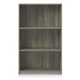 Rackhams JAYA Simple Home 3-Tier Adjustable Shelf Bookcase, French Oak Grey - Luxury Wall Decor for Living Room & Bedroom - thumbnail 2