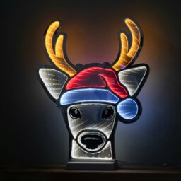 Rackhams 40cm Light up Christmas Deer Head in Santa Hat Infinity Decoration with LEDs - thumbnail 4