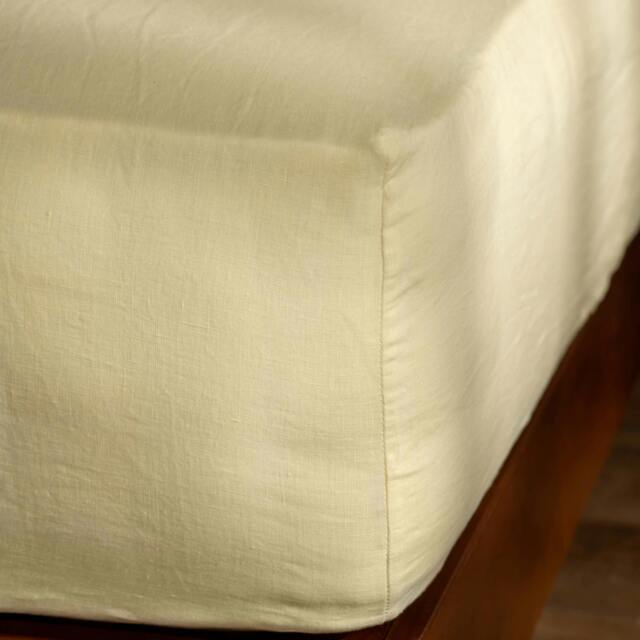 Rackhams Lemon Yellow French Linen 40cm Deep Fitted Sheets - Super King - image 1