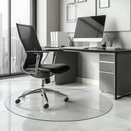 Rackhams Round Chair Mat for Hard Floors - Transparent / Frosted - Frosted - 60cm - thumbnail 3