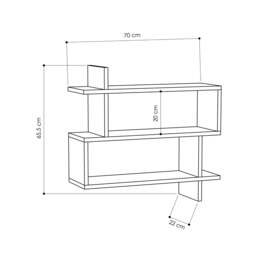 Rackhams Paralel Wall Mounted Modern Bookcase Display Unit 2-Tier Sleek Design 70x22x66 cm - Dark Oak Effect - thumbnail 3