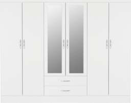 Rackhams Nevada 6 Door 2 Drawer Mirrored Wardrobe - Black Wood Grain - thumbnail 3