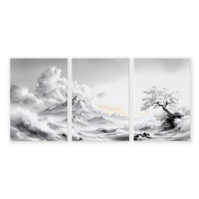 Rackhams Modern Living Room Wall Decor - Set of 3 Asian Inspired Wall art Prints - 20 x 30 in / 50 x 76 cm - Polyester Canvas 260 gsm - Canvas wrapped - image 1