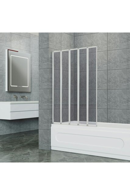 Rackhams 5-Fold Grey Glass Shower Screen - Grey - image 1