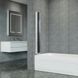 Rackhams 5-Fold Grey Glass Shower Screen - Grey - thumbnail 2