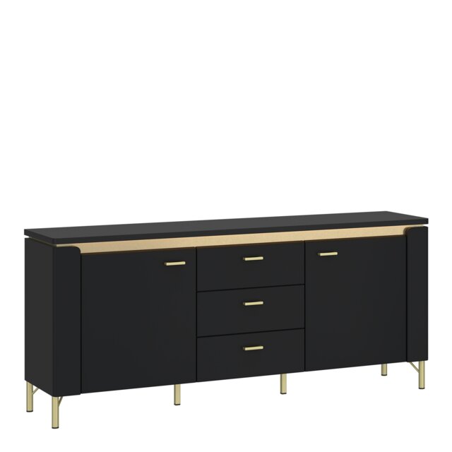 Rackhams Genoa TV Cabinet 2 Door 3 Drawer 155cm Wide in Black Matt/Gold - 1 - image 1