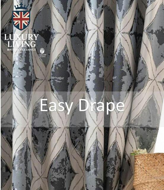 Rackhams Luxury Diamond Jacquard Metallic Fully Lined Ring Top Curtains - Grey - 168cm width x 183cm drop - image 1