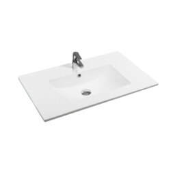 Rackhams 4001A Ceramic 76cm Thin-Edge Inset Basin with Scooped Bowl - White - Ceramic - 76cm - thumbnail 2