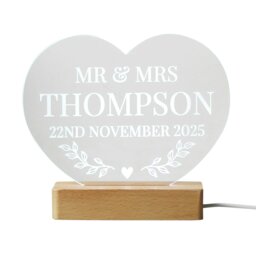 Rackhams Personalised Wedding Heart LED Light