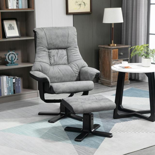 Rackhams Recliner Armchair Footstool Duo Vintage Wood Base Home - image 1