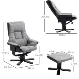 Rackhams Recliner Armchair Footstool Duo Vintage Wood Base Home - thumbnail 3