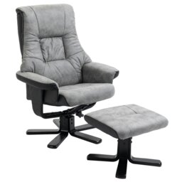 Rackhams Recliner Armchair Footstool Duo Vintage Wood Base Home - thumbnail 2