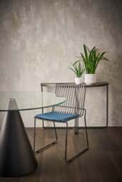 Rackhams Finn Dining Chairs - Brushed Brass - Blue Seat Pad - thumbnail 3