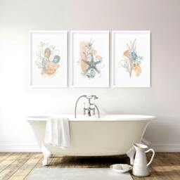 Rackhams Art wall for bathroom - set of 3 wall art prints - 12 x 16 inches / 30.5 x 40.65 cm - Polyester Canvas 260 gsm - Canvas wrapped - thumbnail 3