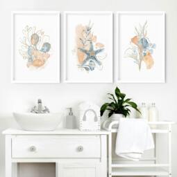 Rackhams Art wall for bathroom - set of 3 wall art prints - 12 x 16 inches / 30.5 x 40.65 cm - Polyester Canvas 260 gsm - Canvas wrapped - thumbnail 2