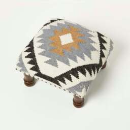 Rackhams Agra Handwoven Kilim Footstool - 50 x 30 cm - thumbnail 6
