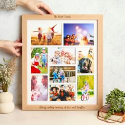 Rackhams Personalised Solid Oak Nine Aperture Picture Frame with Mount - Natural Finish - Nine Aperture Frame - Engraved - thumbnail 2