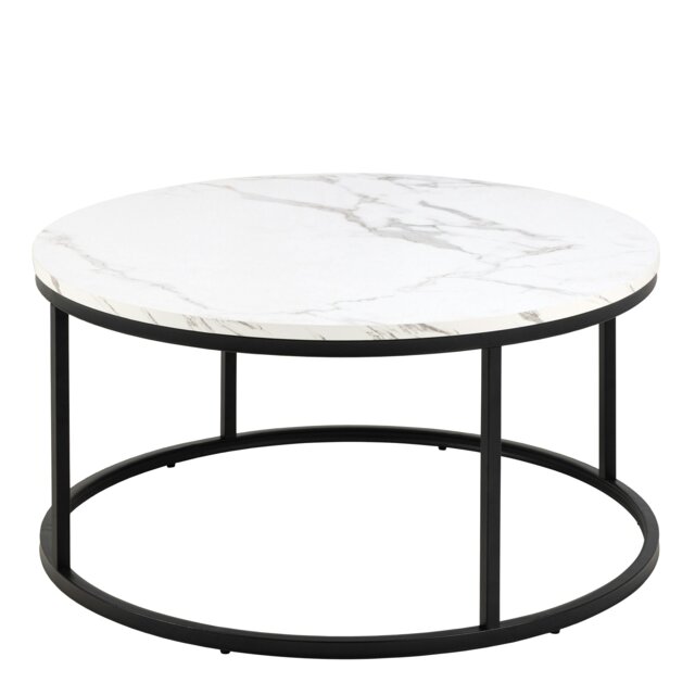 Rackhams Spiro Coffee Table with White Marble Melamine Top & Black Legs - 1 - White - White - image 1