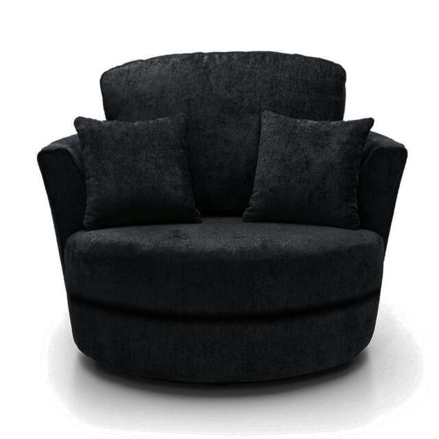 Rackhams Monaco Chenille Fabric Swivel Chair - Black - image 1