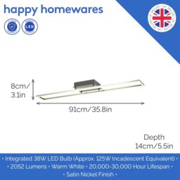 Rackhams Modern LED Strip Ceiling Light Fitting in Brushed Nickel Perfect for Kitchens - thumbnail 4