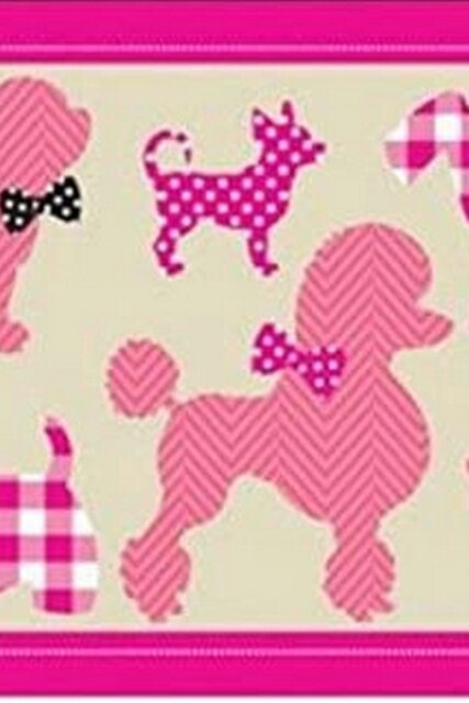 Rackhams Cute Dogs Childrens Non-Slip Pink Floor Rug - Multi - Nylon Pile - 60x90cm