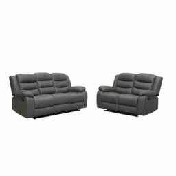 Rackhams Roma Leather Grey Sofa 3+2 Seater Recliner Sofa in Grey - 2 Seater - thumbnail 3