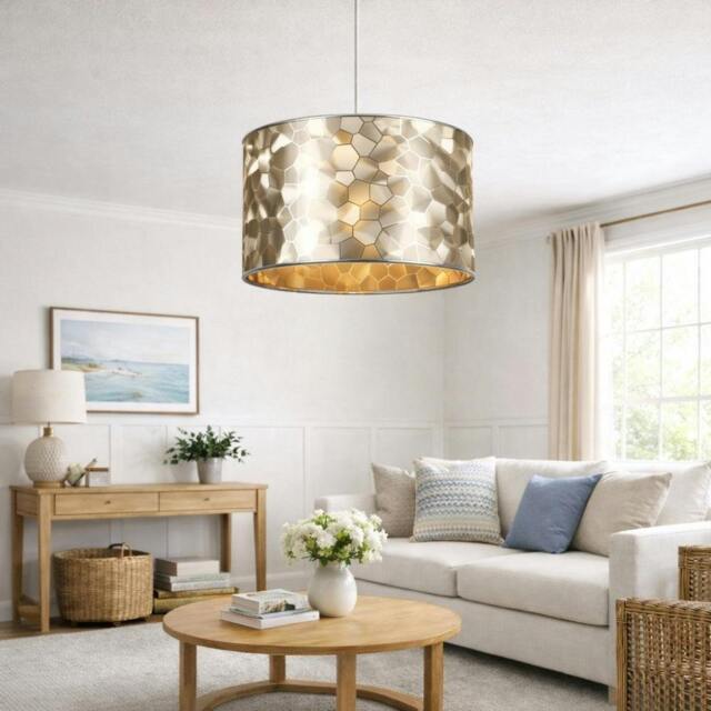 Rackhams Elin Gold and Silver Textured Cylinder Shade - image 1
