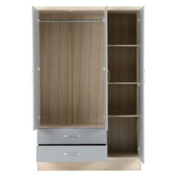 Rackhams Nevada 3 Door 2 Drawer Mirrored Wardrobe - White Gloss - thumbnail 4