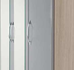 Rackhams Nevada 3 Door 2 Drawer Mirrored Wardrobe - White Gloss - thumbnail 5