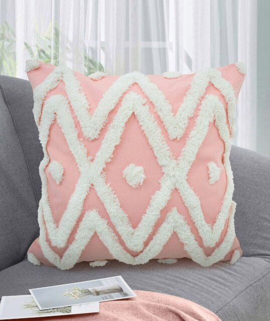 Rackhams Boho Tuft Cushion - 43cm x 43cm - Pink - image 1