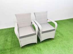 Rackhams Outdoor Rattan Garden Furniture Set Patio 6 Chairs Plus Rectangular Dining Table Sets Light Grey Mixed - thumbnail 4