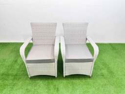 Rackhams Outdoor Rattan Garden Furniture Set Patio 6 Chairs Plus Rectangular Dining Table Sets Light Grey Mixed - thumbnail 3