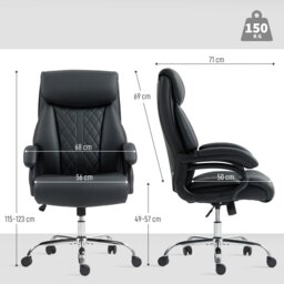 Rackhams PU Leather Office Chair with Spring Padding, Swivel Wheels, Black - Brown - thumbnail 6