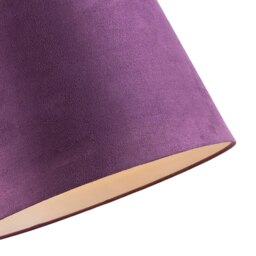 Rackhams Deep Purple Velvet 12 Inch Drum Lamp Shade with White Cotton Inner - thumbnail 3