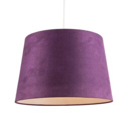 Rackhams Deep Purple Velvet 12 Inch Drum Lamp Shade with White Cotton Inner - thumbnail 2