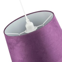 Rackhams Deep Purple Velvet 12 Inch Drum Lamp Shade with White Cotton Inner - thumbnail 4