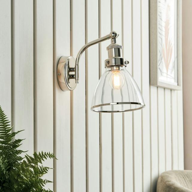 Rackhams Brunswick Polished Nickel & Glass Wall Light - image 1