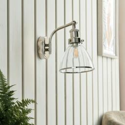 Rackhams Brunswick Polished Nickel & Glass Wall Light - thumbnail 2