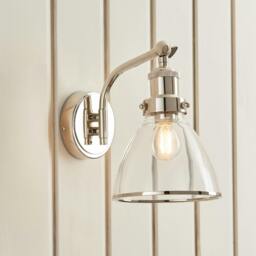 Rackhams Brunswick Polished Nickel & Glass Wall Light - thumbnail 3