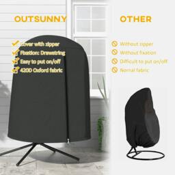Rackhams 190 x 128cm Hanging Egg Chair Furniture Cover - Black - thumbnail 5