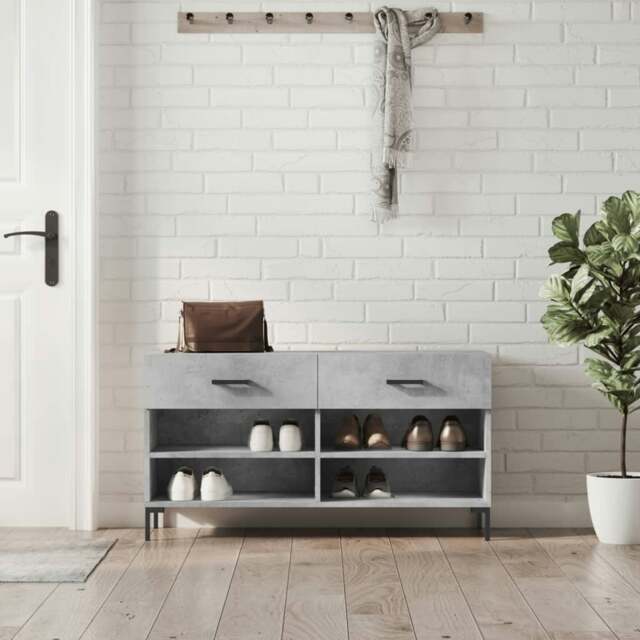 Rackhams Shoe Bench Concrete Grey 102x35x55 cm Engineered Wood