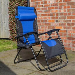 Rackhams Luxury Padded Multi Position Zero Gravity Garden Relaxer Chair Lounger in Blue & Black - thumbnail 1