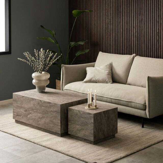 Rackhams Dice Coffee Table Set in Grey Marble Effect - 1 - Grey - Grey - image 1