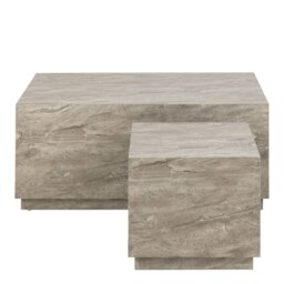 Rackhams Dice Coffee Table Set in Grey Marble Effect - 1 - Grey - Grey - thumbnail 3