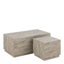 Rackhams Dice Coffee Table Set in Grey Marble Effect - 1 - Grey - Grey - thumbnail 2